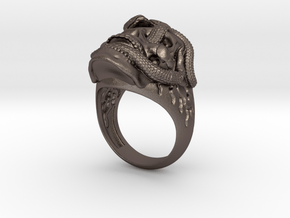 Skull & snakes ring sz 10.5 in Polished Bronzed-Silver Steel