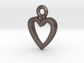 Heart Charm / Pendant / Trinket in Polished Bronzed Silver Steel