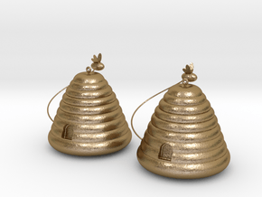 Beehive Earrings  in Polished Gold Steel