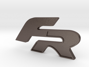 Pre-Facelift Front Grill S Badge FR Logo - Filled in Polished Bronzed-Silver Steel