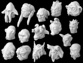 (IA) Alien Heads Set I in Tan Fine Detail Plastic