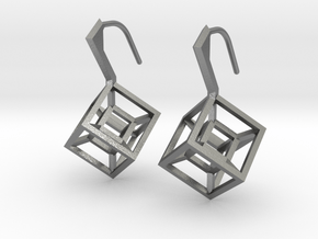 TESSERACT EARRINGS in Natural Silver