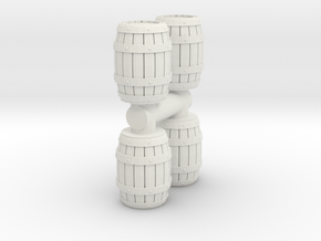 Wooden Barrel (x4) 1/64 in White Natural Versatile Plastic