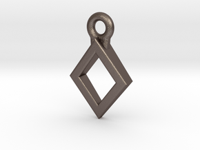 Diamond Charm / Pendant / Trinket in Polished Bronzed Silver Steel