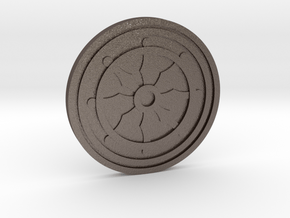 Dharma Wheel Coin in Polished Bronzed-Silver Steel