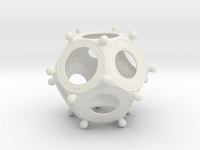 Roman Dodecahedron Small in White Natural Versatile Plastic