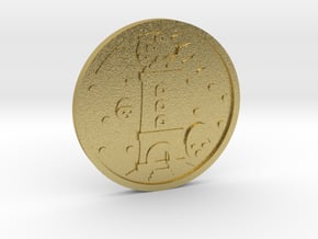 The Tower Coin in Natural Brass