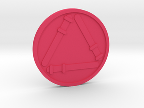 Three of Wands Coin in Pink Processed Versatile Plastic