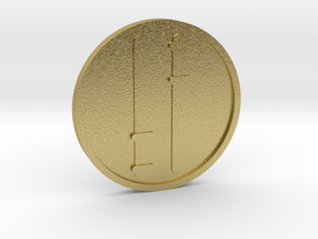 Two of Wands Coin in Natural Brass