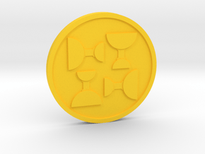 Four of Cups Coin in Yellow Processed Versatile Plastic