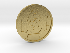 Queen of Swords Coin in Natural Brass