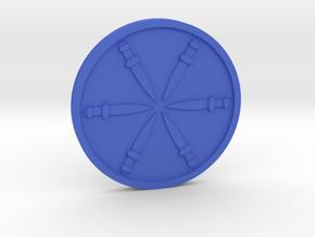 Six of Swords Coin in Blue Processed Versatile Plastic