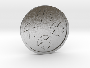Four of Pentacles Coin in Natural Silver