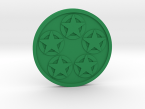 Five of Pentacles Coin in Green Processed Versatile Plastic