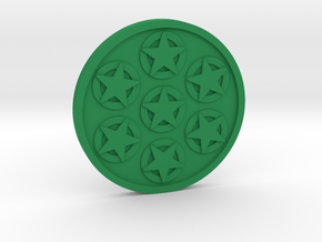 Seven of Pentacle Coin in Green Processed Versatile Plastic