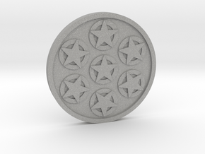 Seven of Pentacle Coin in Aluminum