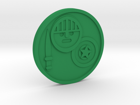 Knight of Pentacles Coin in Green Processed Versatile Plastic