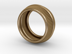 90s Bulky Ribbed Ring in Polished Gold Steel: 8 / 56.75