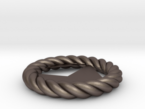 Twisty Ring in Polished Bronzed-Silver Steel