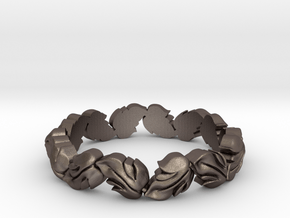 Beautiful leaf band size 6.5 in Polished Bronzed-Silver Steel