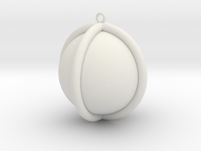 Circle Pendant with Rings in White Natural Versatile Plastic