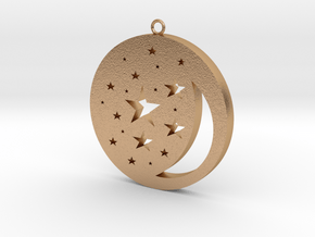 Moon and Stars Pendant in Natural Bronze