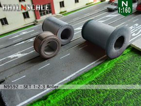 1-2-3 Rollers | Without pattern (N 1:160) in Tan Fine Detail Plastic