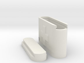 Square Keychain Pill Box in White Natural Versatile Plastic