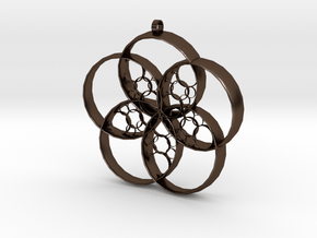 Flower Penta-Hoop Pendant in Polished Bronze Steel: Large