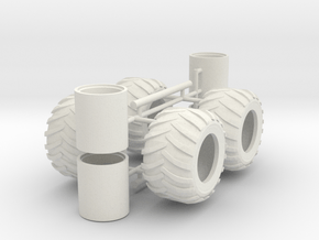 1/64th Log Skidder Tires, wide float size in White Natural Versatile Plastic