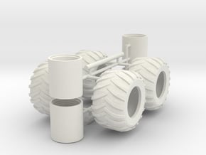 1/87th Log Skidder Tires, wide float size in White Natural Versatile Plastic