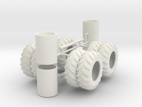 1/64th Log Skidder Tires, set of duals in White Natural Versatile Plastic