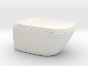 Toilet, wall hung with lid - 1:12 in White Premium Versatile Plastic: 1:12
