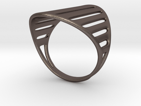 Grid Ring in Polished Bronzed Silver Steel