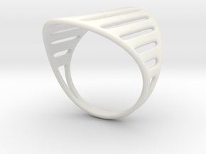 Grid Ring in White Natural Versatile Plastic