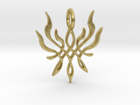 Crest of Flames Pendant in Natural Brass