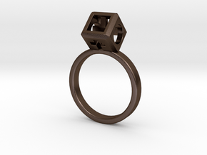 JEWELRY Ring size 6.5 (17mm) with HyperCube stone in Polished Bronze Steel