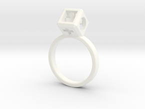 JEWELRY Ring size 6.5 (17mm) with HyperCube stone in White Processed Versatile Plastic