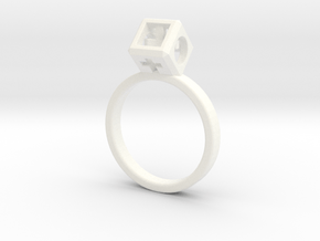 JEWELRY Ring size 9 (19 mm) with HyperCube "stone" in White Processed Versatile Plastic