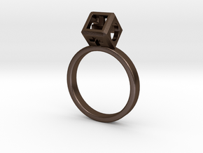 JEWELRY Ring size 9 (19 mm) with HyperCube "stone" in Polished Bronze Steel