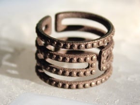 Uruk Ring Studded - Size 6 in Polished Bronze Steel