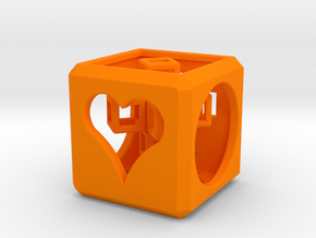 SCULPTURE: Love Cube (30mm) with Upright 3d-Cross in Orange Processed Versatile Plastic