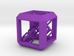 SCULPTURE Cube (30 mm) with 3d-Cross inside in Purple Processed Versatile Plastic