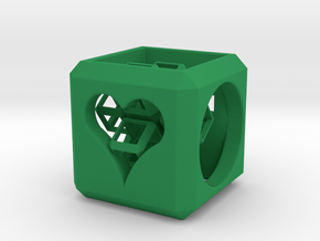 SCULPTURE Cross inside a Cube (25 mm) in Green Processed Versatile Plastic