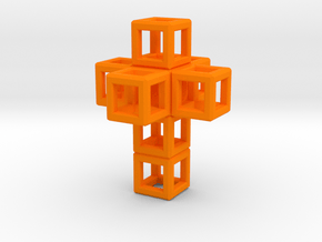 SCULPTURE Cross 40 mm Fits in HyperCube Stand  in Orange Processed Versatile Plastic