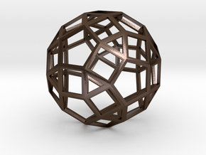 rhombicosidodecahedron wireframe in Polished Bronze Steel