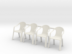 Plastic Chair 01 . 1:35 Scale in White Natural Versatile Plastic