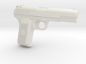 1:3 Miniature Soviet TT-33 Gun  in White Natural Versatile Plastic
