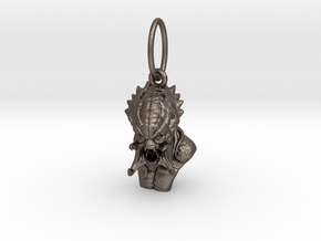 Predator alien pendant  in Polished Bronzed Silver Steel