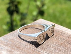 Glasses Ring 2018 in Polished Silver: 6 / 51.5